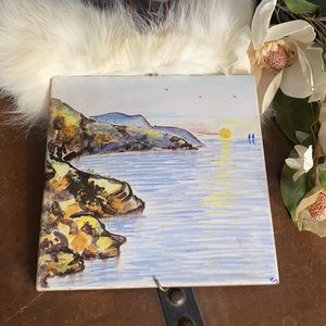 .-  Vintage Scenic Ceramic Tile 6x6" - Hand Painted Wall Tile - Made in Italy